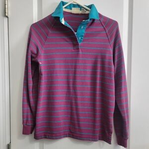Striped Purple and Teal Polo Shirt